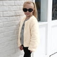 thumbnail image 5 of Mercatoo Baby Girls 𝐅aux Fu𝐫 Coat Plush Cardigan Toddler Kids Winter Fl𝐞ece Jacket Warm Outwear Windproof Thicken Coat, 5 of 9