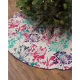 thumbnail image 2 of Teal Pink Purple Flowers Christmas Tree Skirt 48 Inches Large Christmas Skirt Tree, Spring Floral Botanical Rustic Tree Skirt Christmas Decorations for Fireplace Party Holidays Indoor Outdoor, 2 of 7