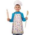 thumbnail image 2 of Colorful Princess Castle Pattern Kids Aprons for Girls and Boys,Adjustable Neck Strap Toddler Aprons for Kids Cooking Baking, 2 of 7
