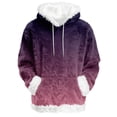 thumbnail image 2 of Hoodies For Women Oversized Winter Plush Cute Gradient Print Flannel Hooded Sweatshirt Trendy Fall Winter Clothes Cozy Pullover,Dark Purple,XL, 2 of 7