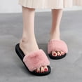 thumbnail image 2 of Anuirheih Wedge Slippers for Women, Plush Thick Plat Sandals Casual Slip-On Wedge Open Toe Winter Summer Sandal(Pink), 2 of 6