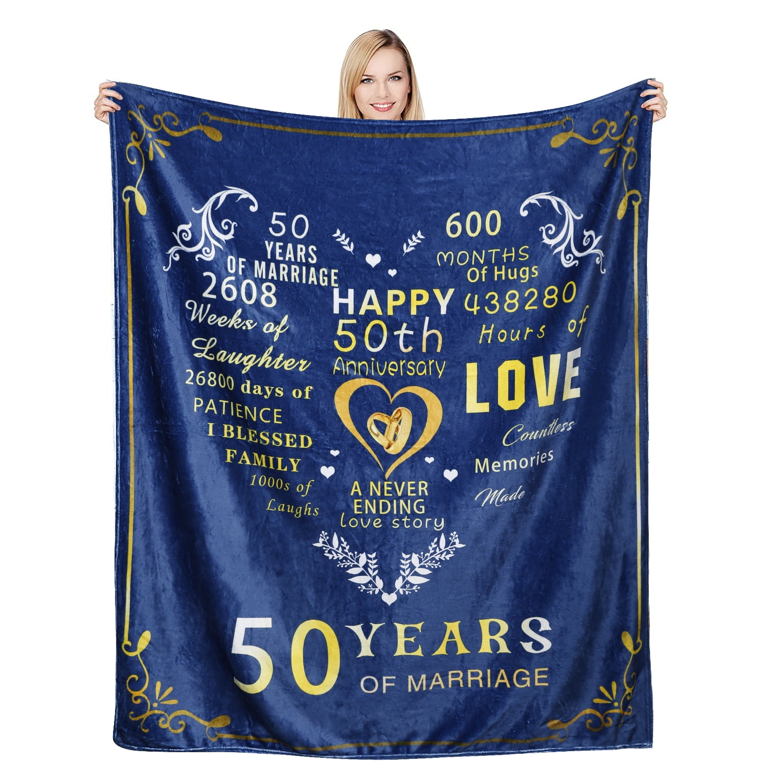 Gifts for 50th Anniversary Blanket, 50th Golden Wedding Anniversary