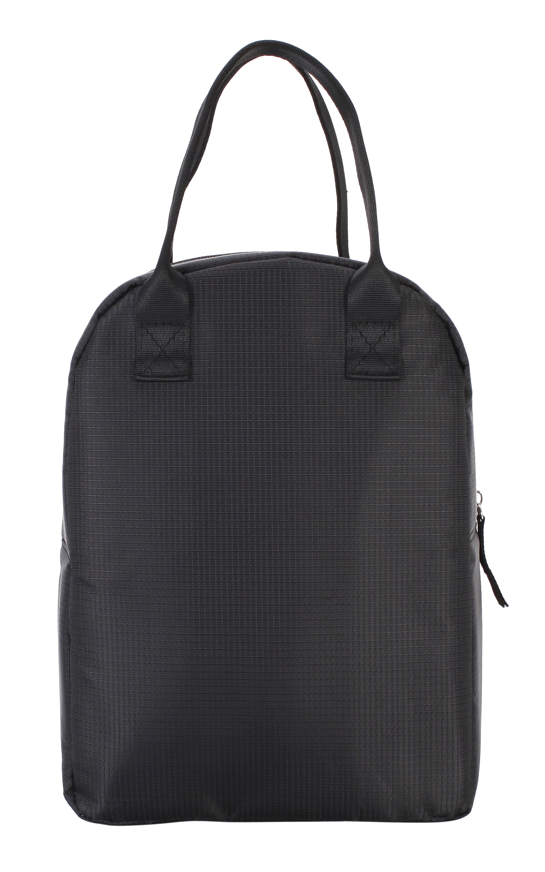 Mainstays Black Reusable Polyester Lunch Bag, Rounded Top, Zippered Main Compartment and Front Pocket