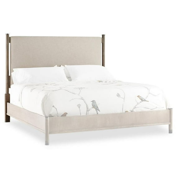 Bowery Hill Transitional Fabric Upholstered Headboard in Beige
