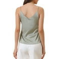 thumbnail image 3 of Women's Satin Camisole Tank Cami Strap V Neck Top Silky Casual Wrok Formal Layer Shirt 2026 XL Grey, 3 of 6