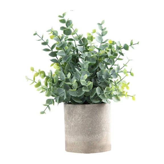 yotijay Artificial Small Potted Plants 6x9.4" Rustic for Office Shelf Farmhouse Room Eucalyptus