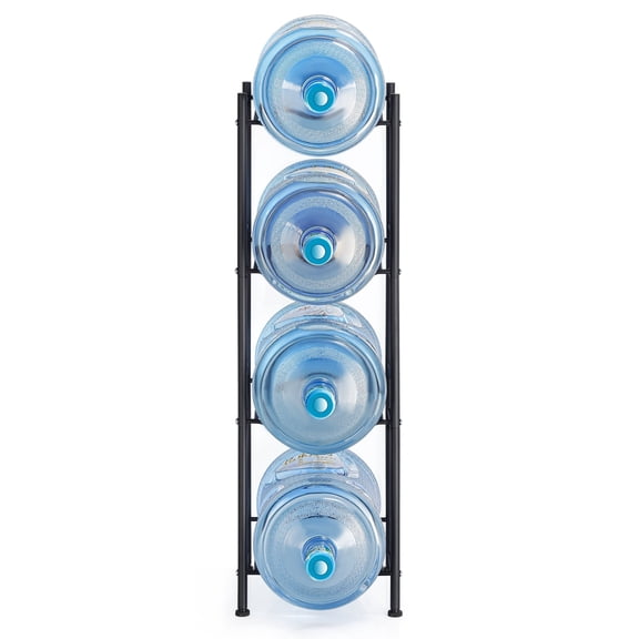 5 Gallon Water Bottle Holder Rack, 4 Tier Metal Water Jug Holder, Heavy Duty Water Cooler Jug Storage Rack for Home, Kitchen, Office, Black