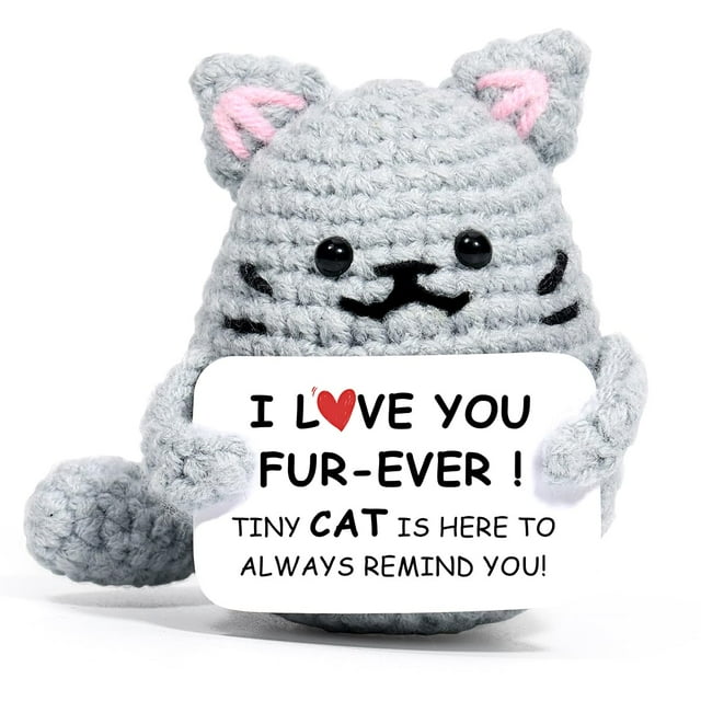 Figura de juguete AiCase con forma de gato de ganchillo, regalo para el día de San Valentín