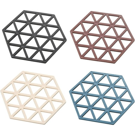 

4 Pack Hexagon Silicone Trivet Mats Dishwasher Safe Non-Slip Heat Resistant Hot Pot Pan Pads Holder for Hot Pots Pans Coffee Cup Hot Dishes Kitchen Protect Pads
