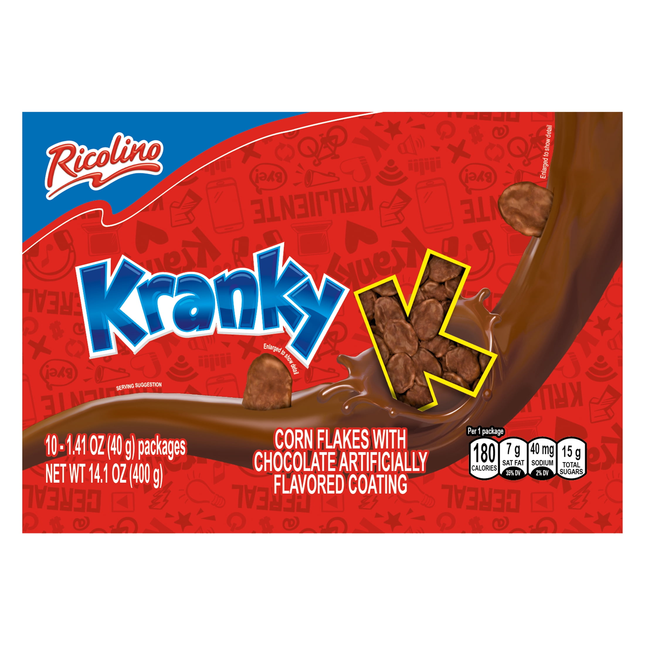 Ricolino Kranky Chocolate Covered Cornflakes, 1.41 oz, 10 Count Box