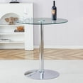 thumbnail image 7 of Hi loPres 35" Round Glass Bar Height Table, Modern Clear Tempered Glass Pub Table with Sturdy Silver Chrome Pedestal Base for Small Space, Kitchen, 7 of 7