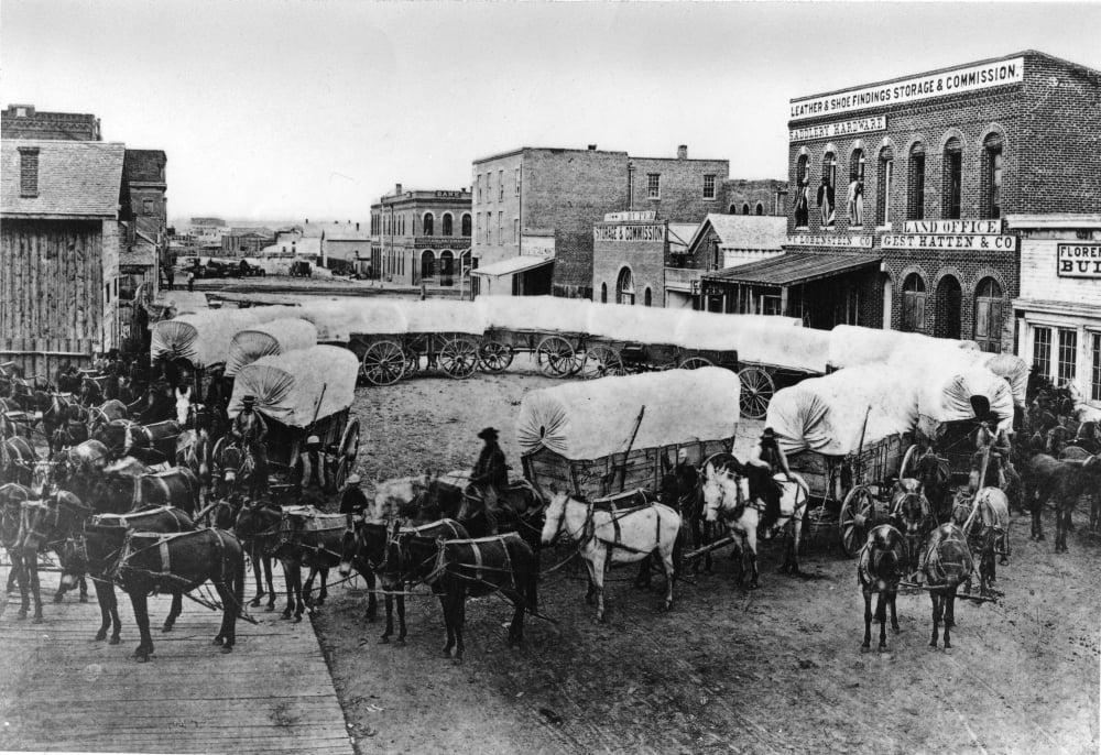 Wagon Train 1860 Stretched Canvas Science Source (36 x 24)