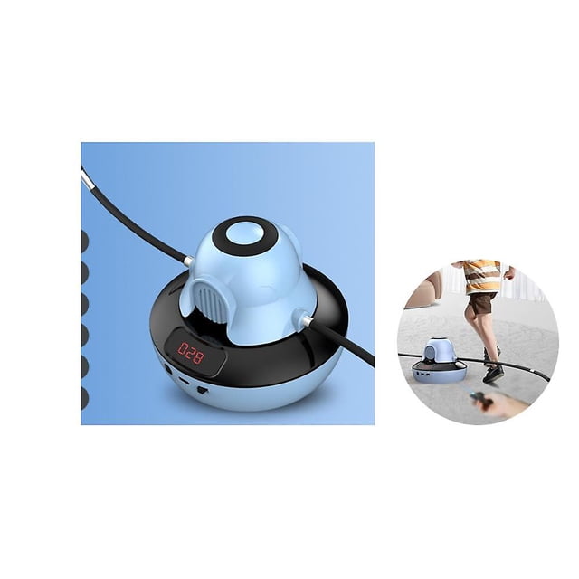 Saltador de cuerda automático inteligente, 10 velocidades, control remoto ajustable, conteo electrónico, entrenamiento para niños, saltador de cuerda eléctrico azul