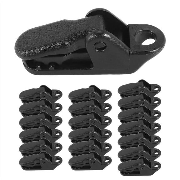 20Pcs Tent Awning Canopy Clamp Tarp Clip Snap Canvas Anchor Gripper Caravan Jaw Grip Trap Tighten Tool Outdoor Camp Hike Kit,20 * Tent clamps,Black