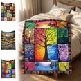 thumbnail image 7 of Four Seasons Tree Throw Blankets,Patchwork Tree Art Blanket,Soft Lightweight Blanket for Couch,Sofa,Bedroom,39.3x27.6 Inch,Black, 7 of 7