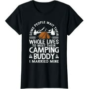 EWALFULL Cool Camping Buddies Gift For Women Funny Wife T-Shirt for Women Black 2X-Large