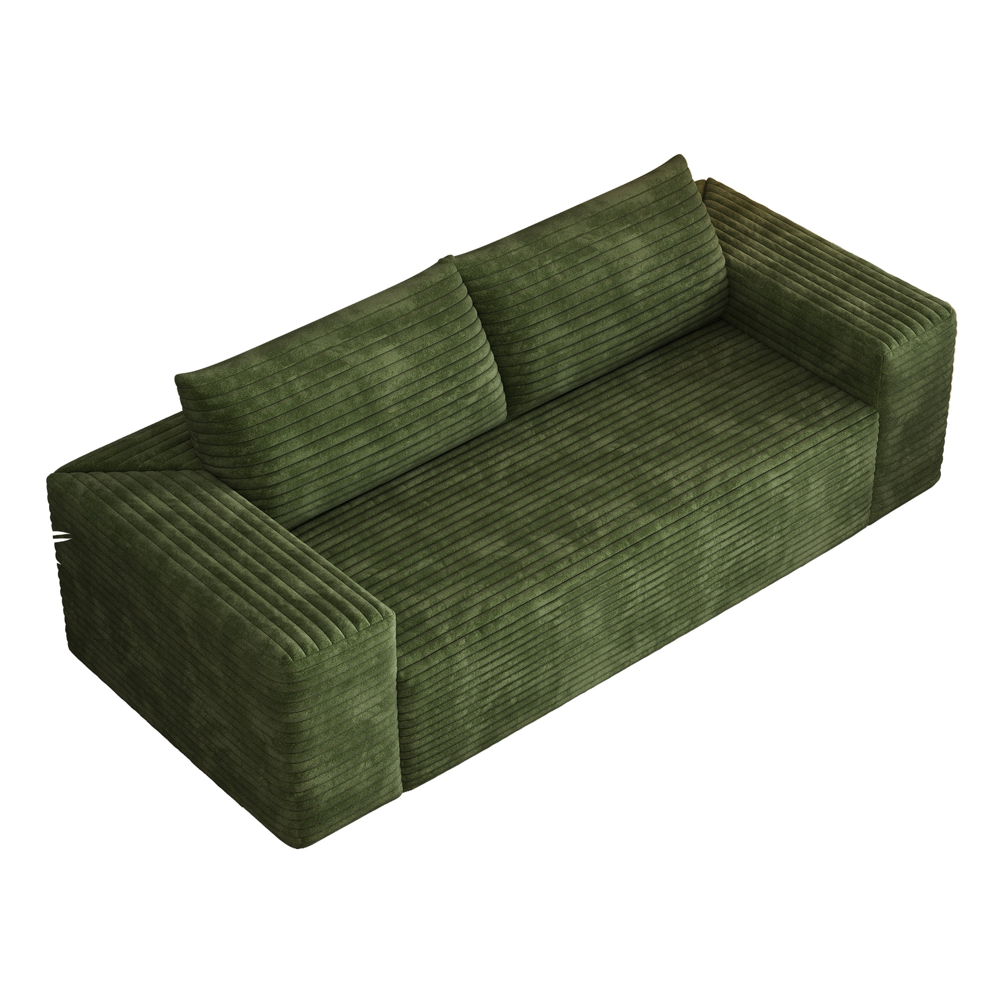 Leumius 78.8" Cloud Couch,3 Setaser Sofa with Deep Seat,Boneless Couch Sofa with 2 Pillows for Living Room,No Assembly Required,Green