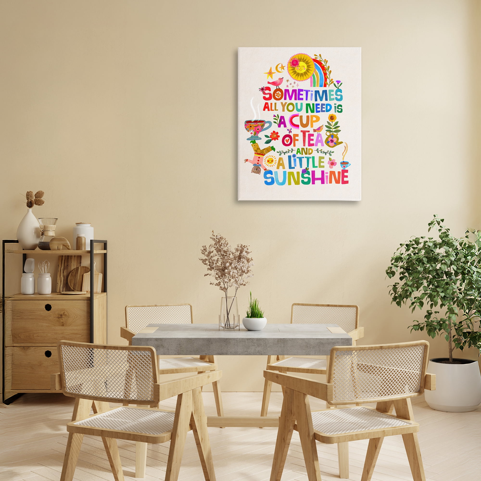Stupell Industries Cup Of Tea & Sunshine Canvas Wall Art, design by Katherine Herrell Studio
