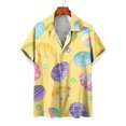 thumbnail image 3 of Camisas hawaianas de feliz Pascua para hombres, camisas con botones y estampado de huevos de conejo, camisas casuales de verano para fiestas en la playa, ropa para mujeres, 3 of 5