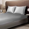 thumbnail image 5 of Honeeladyy Queen Size Satin Fitted Sheet, Simulate Silky Sheet with Elastic Corner Straps, Skin-friendly Soft Lighweight No More Slipping Off for Mattress, 1 Fitted Sheet Only (Gray), 5 of 6