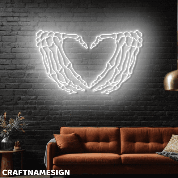 Craftnamesign Skeleton Love Neon Light For Wall Decor, Halloween LED Wall Art
