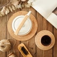thumbnail image 5 of 4 Piece Rattan Trivet Set Insulated Hot Pads Durable Heat Mats For Kitchen Countertop Dining Table, 5 of 5