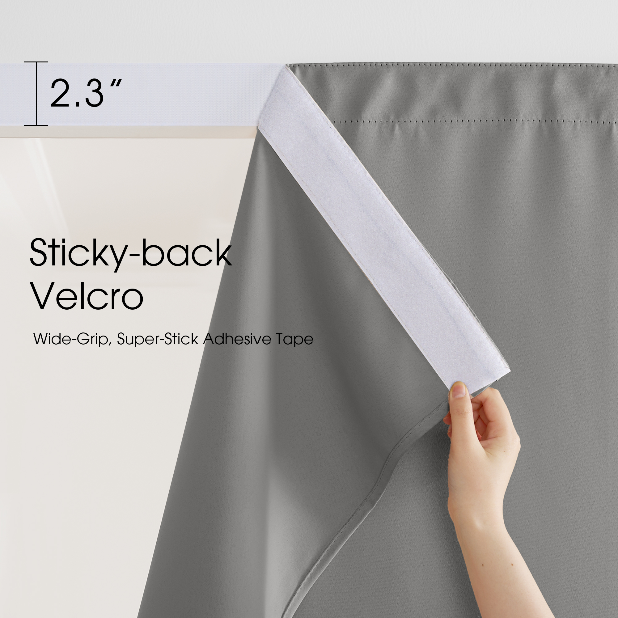 NICETOWN Rod Free 2 Panels Outdoor Curtain for Patio Waterproof Sticky Top & Backtab Bottom with Free Rope Privacy Windproof Drapes for Gazebo/Porch, Sliver Gray, W52 x L84