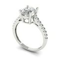 thumbnail image 2 of 2.21 ctw Solitaire with Zirconia Diamond Accents Anniversary Ring for Women | Oval Cut White Sapphire | Hyperallergenic Solid 14K White Gold, 2 of 5