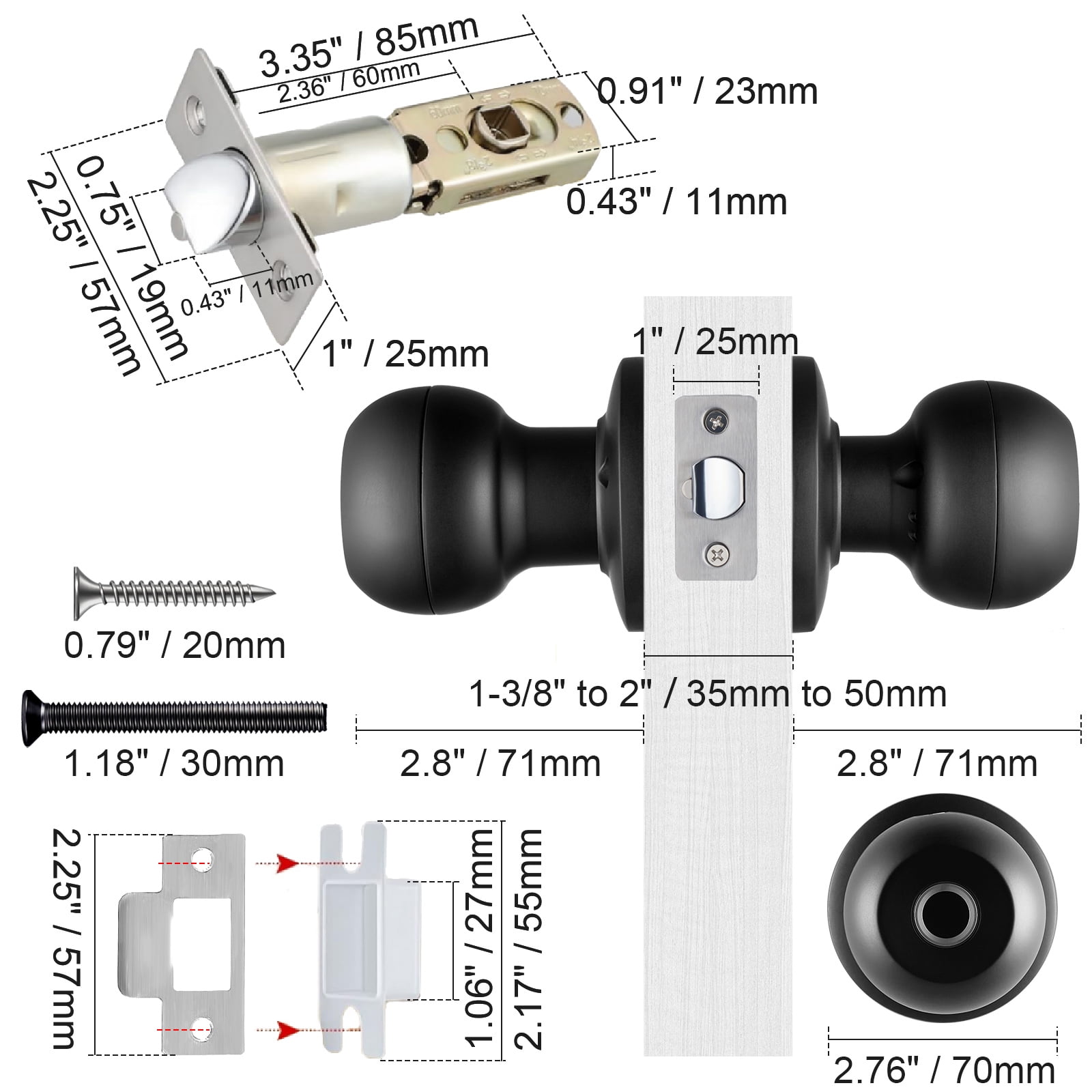 KFFKFF Smart Door knob, Fingerprint Smart Lock Biometric Door knob with App Control, Great for Bedrooms,Cloakroom,Apartments Offices,Hotels Matte Black