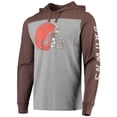 thumbnail image 2 of Men's '47 Heathered Gray/Brown Cleveland Browns Franklin Wooster Long Sleeve Hoodie T-Shirt, 2 of 3
