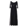 thumbnail image 3 of WTXUE Robes d'Uniforme, Robes de Banquet à Manches Courtes Vestidos Casuales Para Mujer Col Rond, Robe à Paillettes pour Femme Robe de Fête Col en V Robe Unie Maxi Grande Taille pour Femme, Noir Taille P, 3 of 7