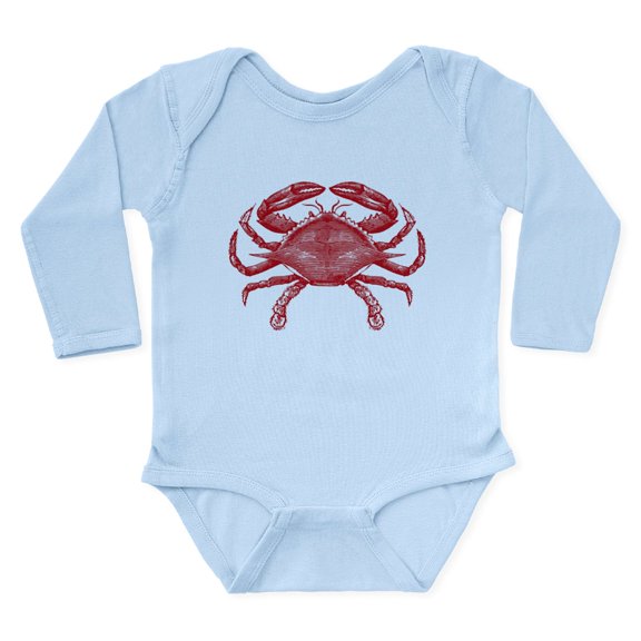 CafePress - Vintage Crab Long Sleeve Infant Bodysuit - Long Sleeve Cotton Baby Bodysuit