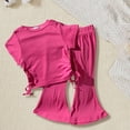 thumbnail image 2 of EnJoCho Toddler Baby Girls Clothes Set 2 Piece Summer Outfits Solid Short Sleeve T-Shirts Tee & Flared Pants Sets 12M-6 Years, 2 of 9
