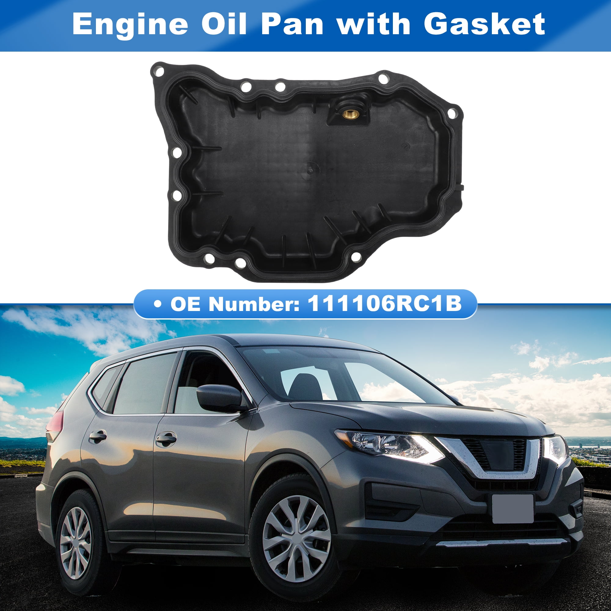 Unique Bargains Engine Oil Pan with Gasket for Nissan Rogue 2021-2024 No.111106RC1B Transmission Oil Pan Cover Engine Oil Gasket for 1.5L GAS DOHC Turbocharged