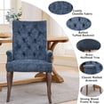 thumbnail image 3 of Tufted Dining Chairs with High Back,Neutral Fabric Upholstered Kitchen Chair Rustic Solid Wood Legs,Farmhouse Side Chair with Arms Nailhead Trim for Dining Room (Neutral Blue, 1PC), 3 of 14