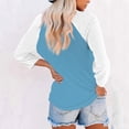 thumbnail image 5 of Womens 3/4 Length Sleeve Tops, Yigetop Women's Tops Printed Women's Top 3/4 Sleeves Blouse Short Sleeve T Shirt V Neck T Shirt 3/4 Sleeve Top Sky Blue 2XL, 5 of 6