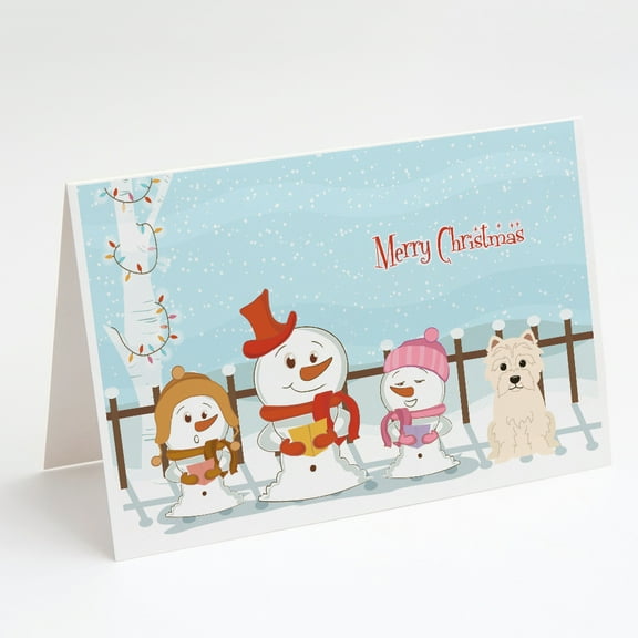 Merry Christmas Carolers Westie Greeting Cards and Envelopes Pack of 8