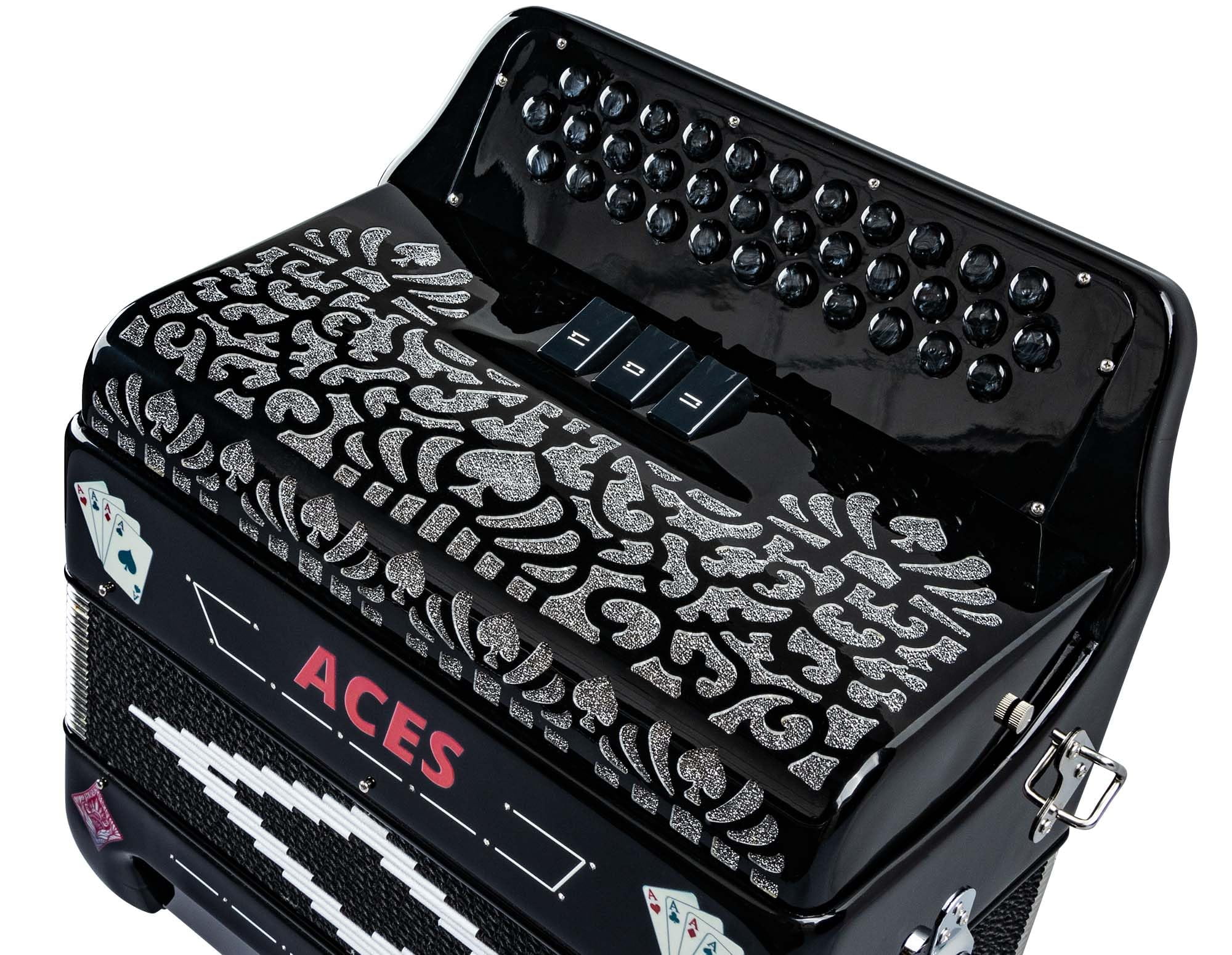 Hohner Hohnica Aces II 34-Button Accordion with 3 Registers - EAD Bundle with Hard Case, Gig Bag, Adjustable Straps, and Austin Bazaar Polishing Cloth