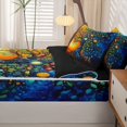thumbnail image 5 of Homewish Watercolor Gradient Nature Tree Zipper Full Size Comforter Sets with Fitted Sheet and 2 Pillowcases,Botanical Design Zipper Bedding Set,Orange Navy,Black Reversible,4pcs, 5 of 8