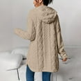 thumbnail image 5 of Levmjia Women Hooded Coat Fall Winter Warm Fashion Solid Color Long Sleeve Button Cardigan Casual Plush Tops Daily Wear Work Holiday, 5 of 9