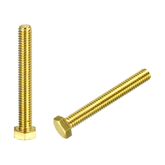 Unique Bargains Brass Hex Bolts, 5/16-18x2-1/2' 2 Pack Fully Thread Grade 4.8 Machine Screws