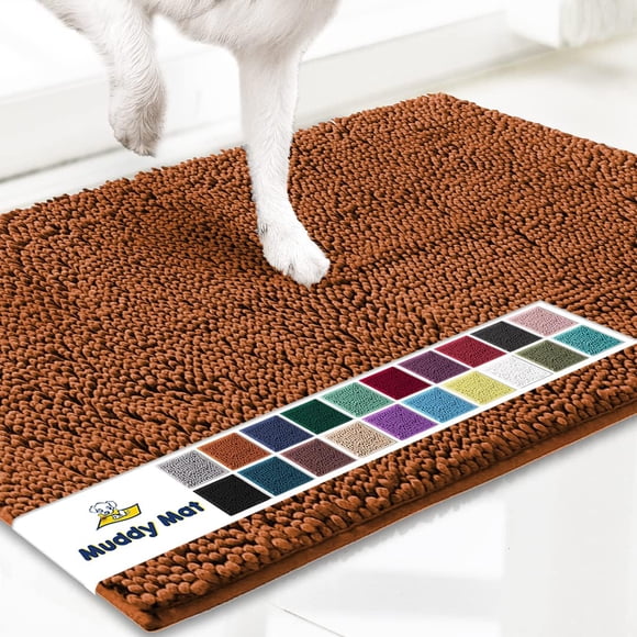 Muddy Mat® AS-SEEN-ON-TV Tapete para puerta y alfombra para mascotas de microfibra altamente absorbente, área lavable gruesa antideslizante y tapete de baño de chenilla suave para cocina, baño, dormit
