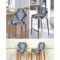 thumbnail image 5 of Navy Blue Boho Bar Stool Covers Set of 4, Vintage Classic Bohemia Flower Textured Stretch Washable Bar Chair Covers with Backs, Removable Pub Counter Height Chair Cover for Kitchen Dining Room Cafe, 5 of 7