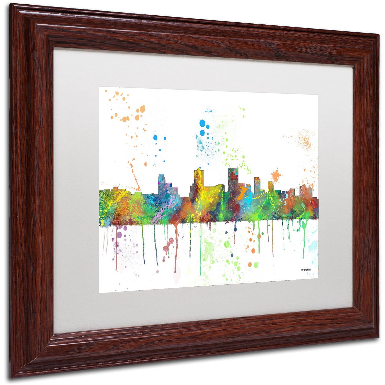 Trademark Fine Art "Springfield Illinois Skyline Mclr-1" Canvas Art by Marlene Watson, White Matte, Wood Frame