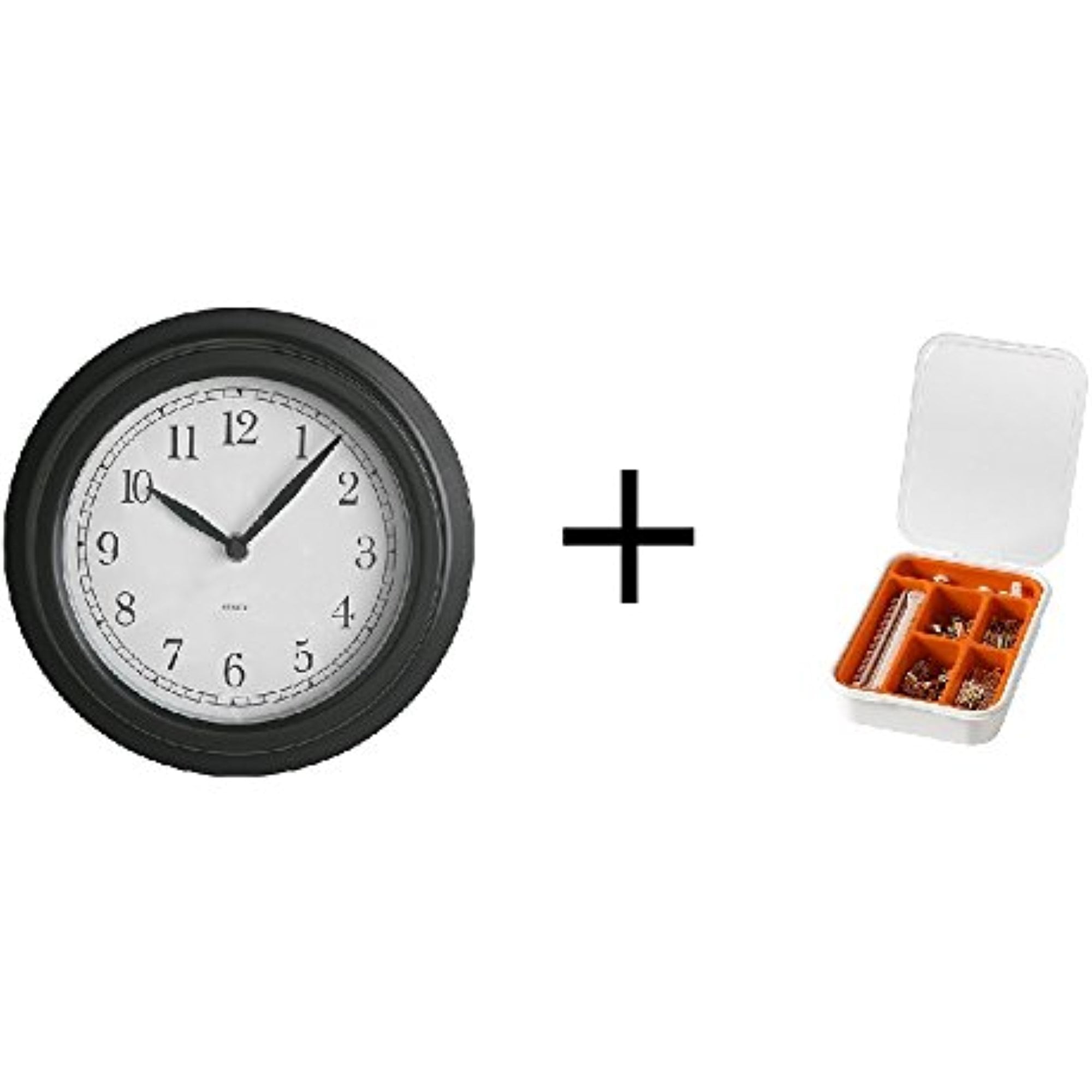 Ikea Wall clock, black and Ikea 116piece picture hook set