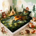 thumbnail image 2 of Erosebridal Fox Twin Fitted Sheet for Boys Girls, Green Foliage Bedding, 2pcs 1 Fitted Sheet and 1 Pillowcase, 2 of 6