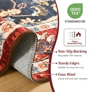 Softlife Navy Blue Persian Medallion Area Rug Low Pile Non Slip Oriental Carpet for Living Room, 5' x 8'