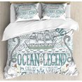 thumbnail image 1 of Explore King Size Duvet Cover Set, Vintage Nautical Design with Ocean Legend Sailor Spirit Quote and a Hand Drawn Ship, Decorative 3 Piece Bedding Set with 2 Pillow Shams, Multicolor, by Ambesonne, 1 of 3