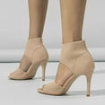 thumbnail image 2 of IUJSOY Womens Sandals Peep Toe Stiletto Heels Cutout Elastic Knit Summer Dress Ankle Booties, 2 of 7