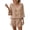Khaki, variant on Women's 2 Piece Linen Short Set V Neck 3/4 Sleeve Oversized Beach Vacation